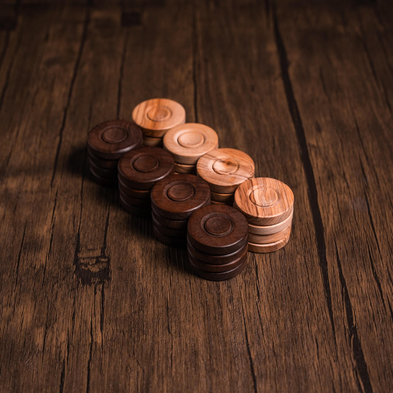 Olive Wood Backgammon Checkers