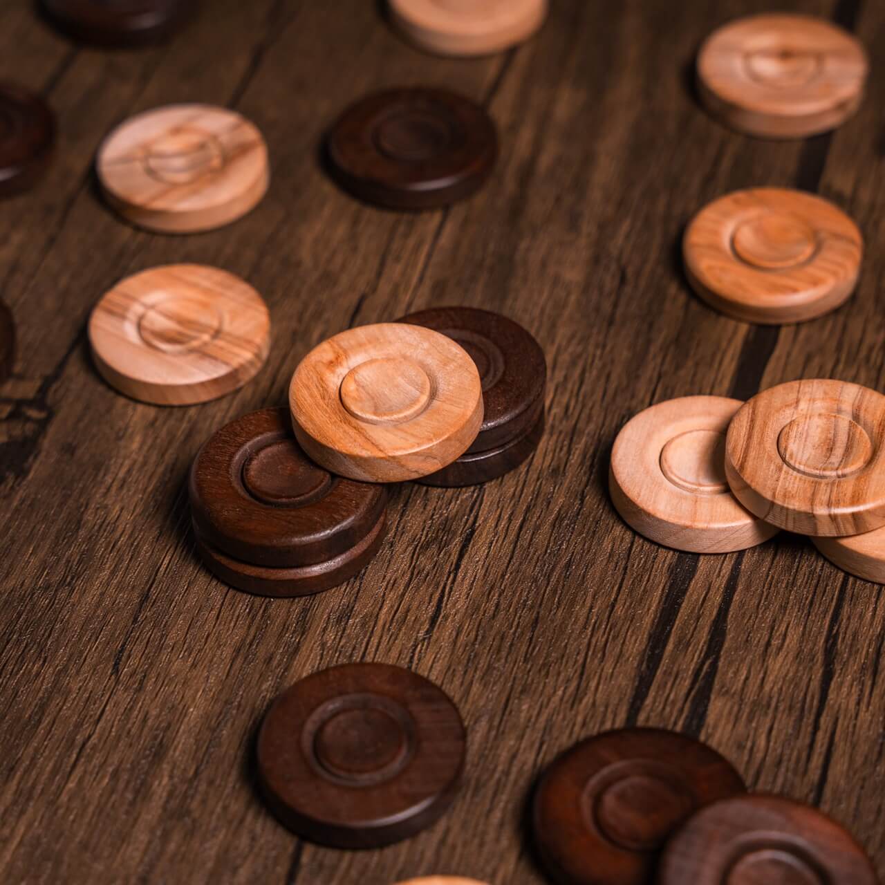 Olive Wood Backgammon Checkers