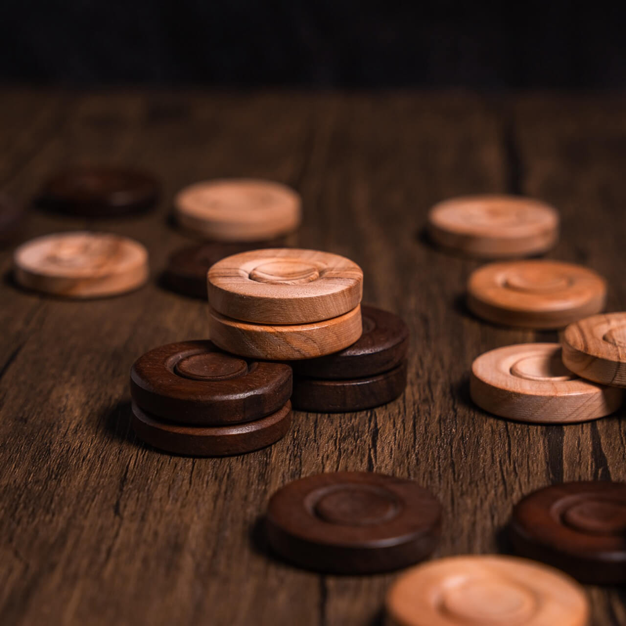 Olive Wood Backgammon Checkers