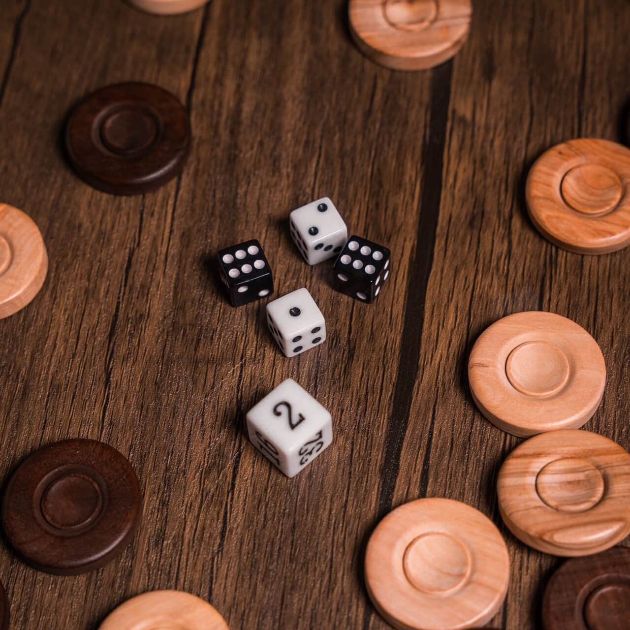 Olive Wood Backgammon Checkers