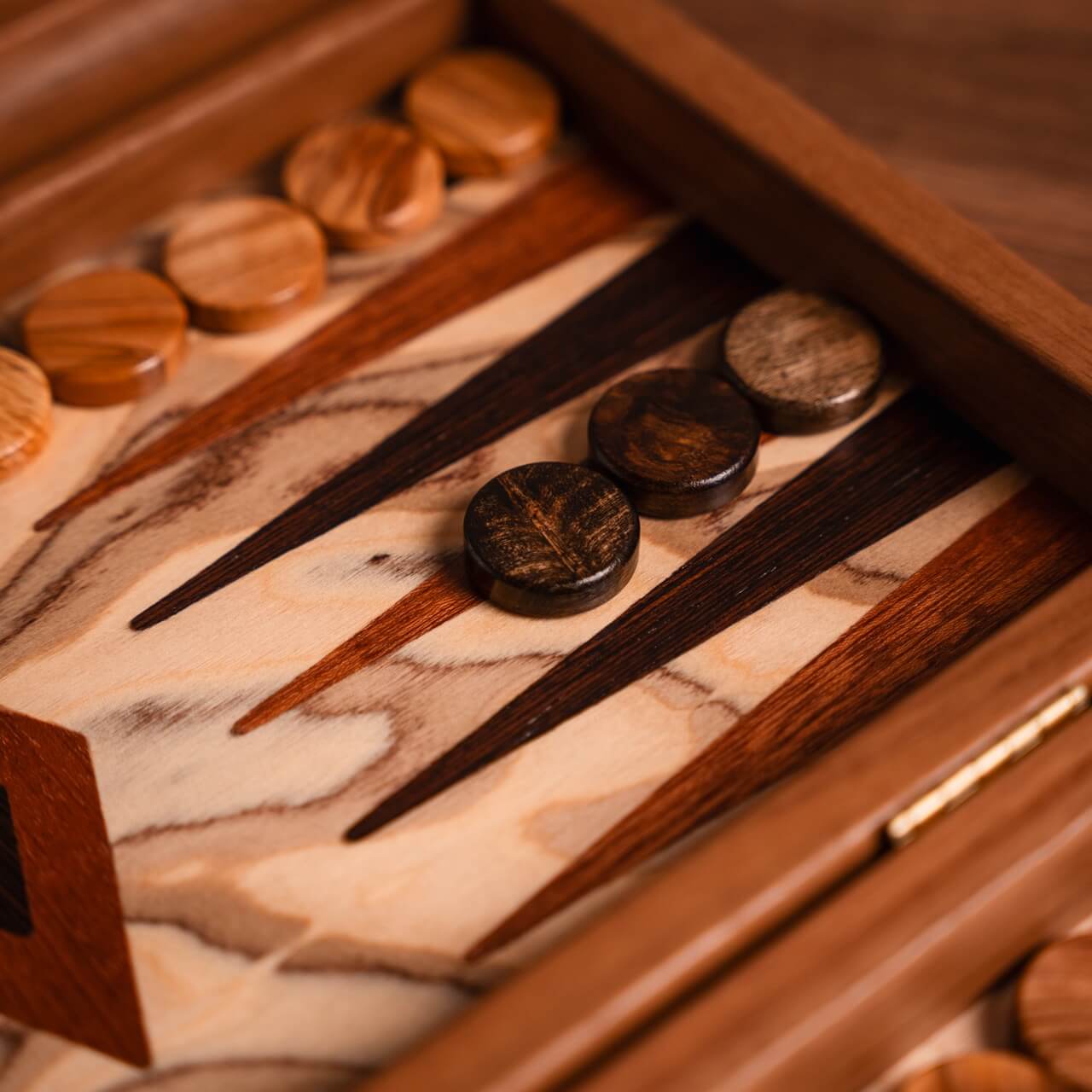 Olive Burl Backgammon Set