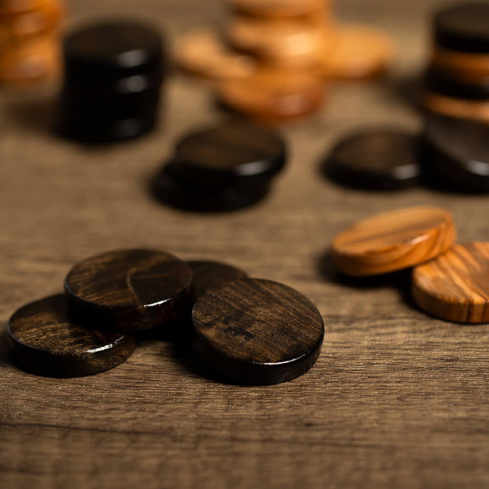 Olive Wood Backgammon Pieces