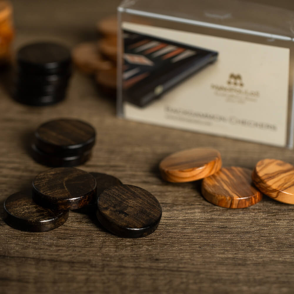 Olive Wood Backgammon Pieces