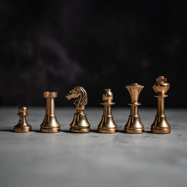 Solid Brass Mignon Chess Pieces