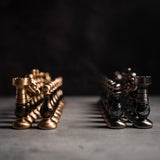 Brass & Beech Wood French Chess Pieces