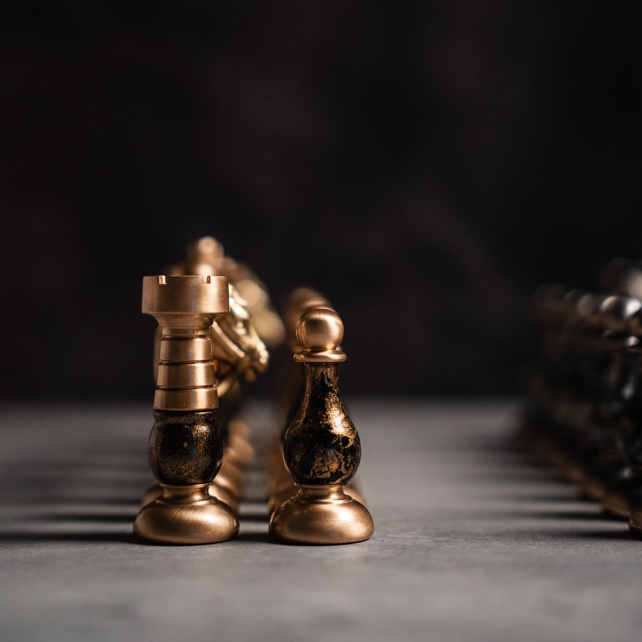 Brass & Beech Wood French Chess Pieces