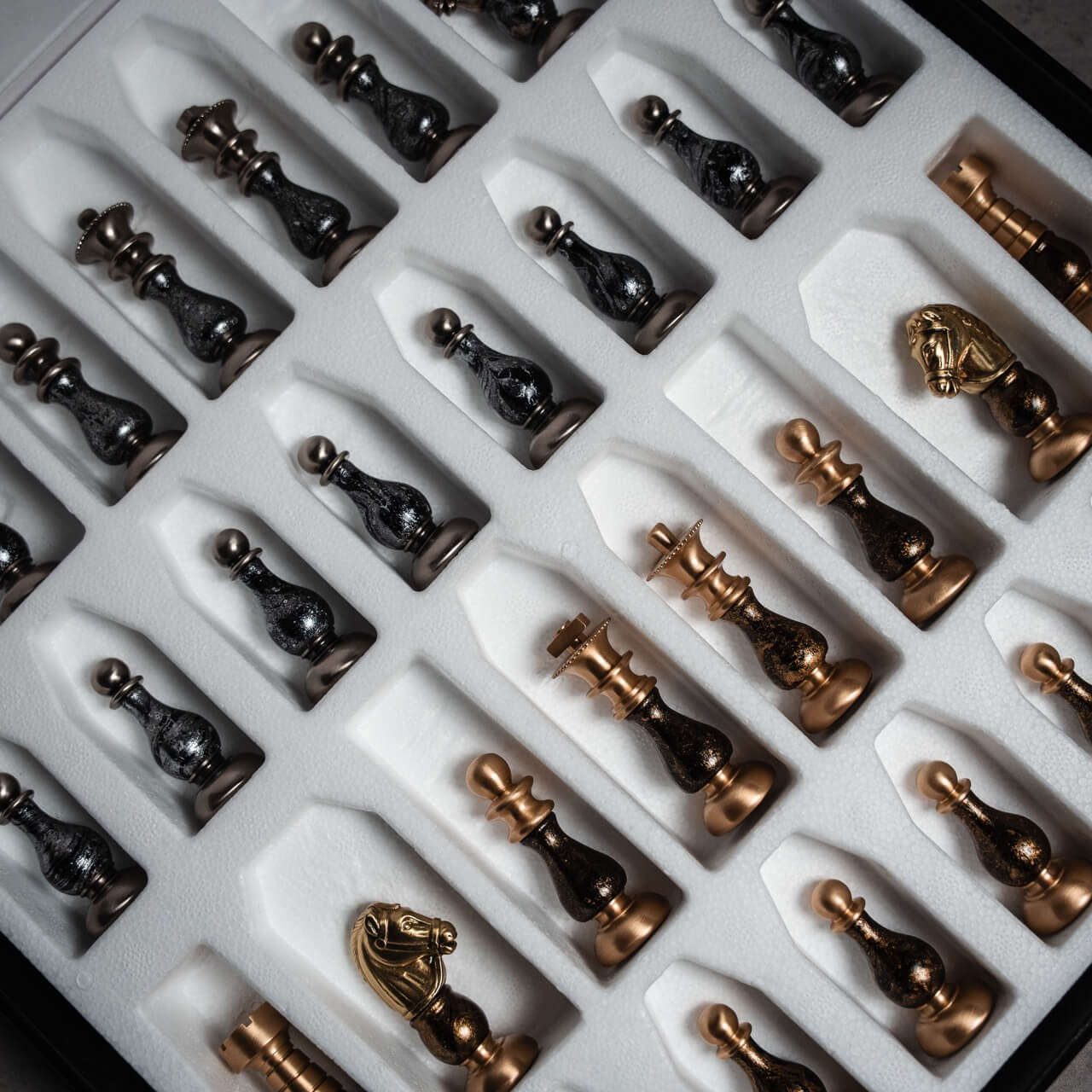 Brass & Beech Wood French Chess Pieces