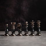 Brass & Beech Wood French Chess Pieces