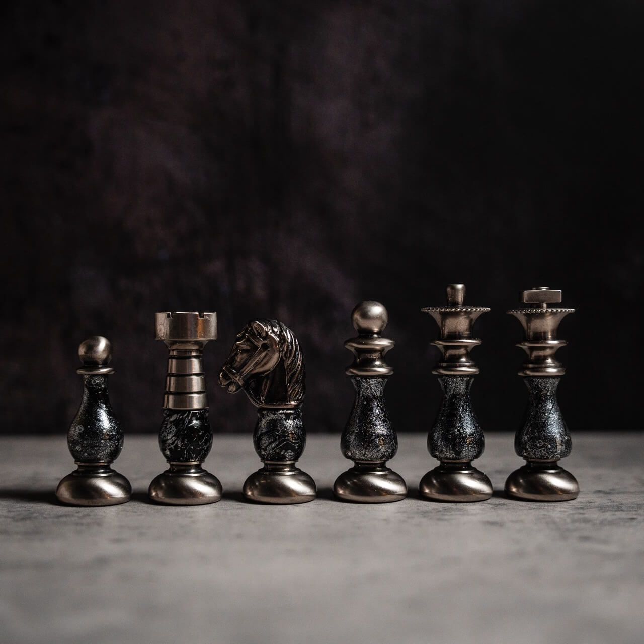 Brass & Beech Wood French Chess Pieces