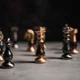 Brass & Beech Wood French Chess Pieces