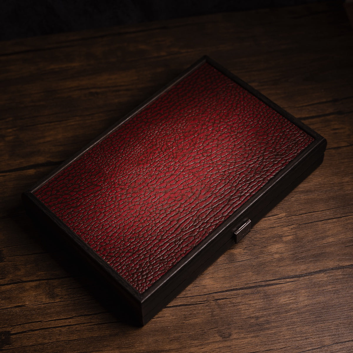 Burgundy Leatherette Backgammon Set