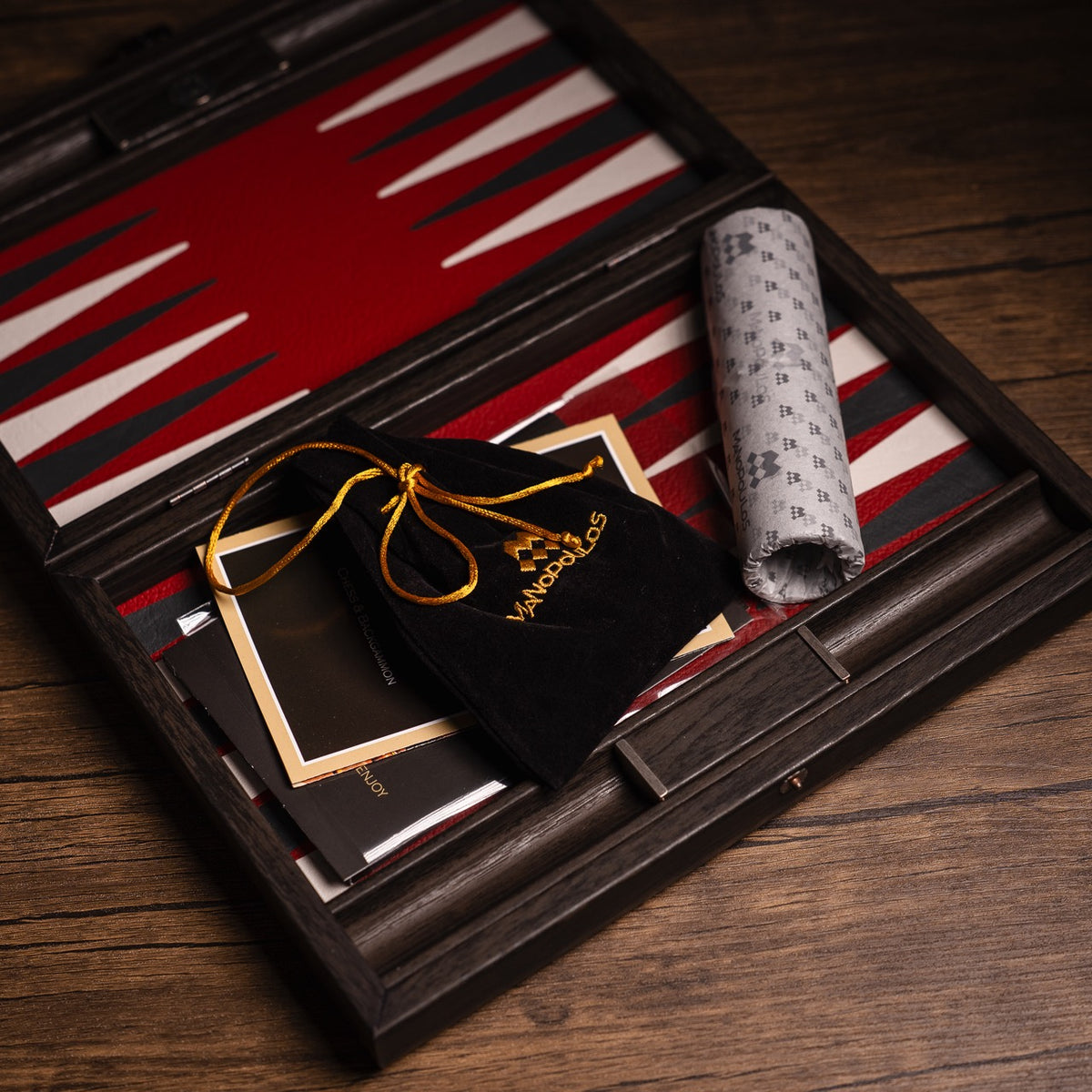 Burgundy Leatherette Backgammon Set