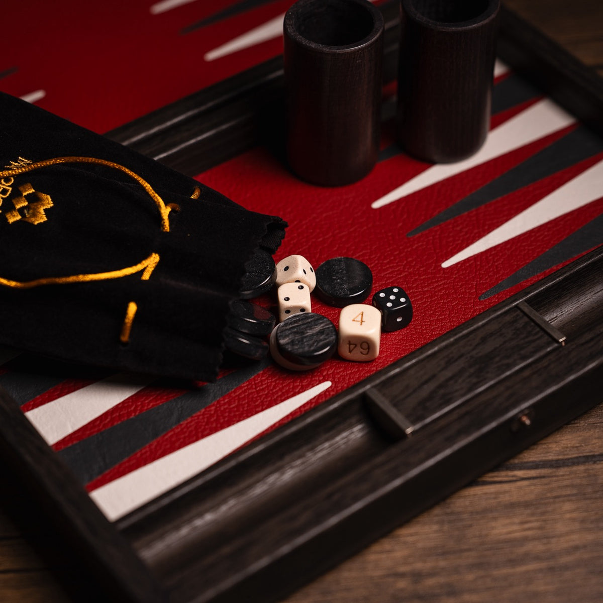 Burgundy Leatherette Backgammon Set