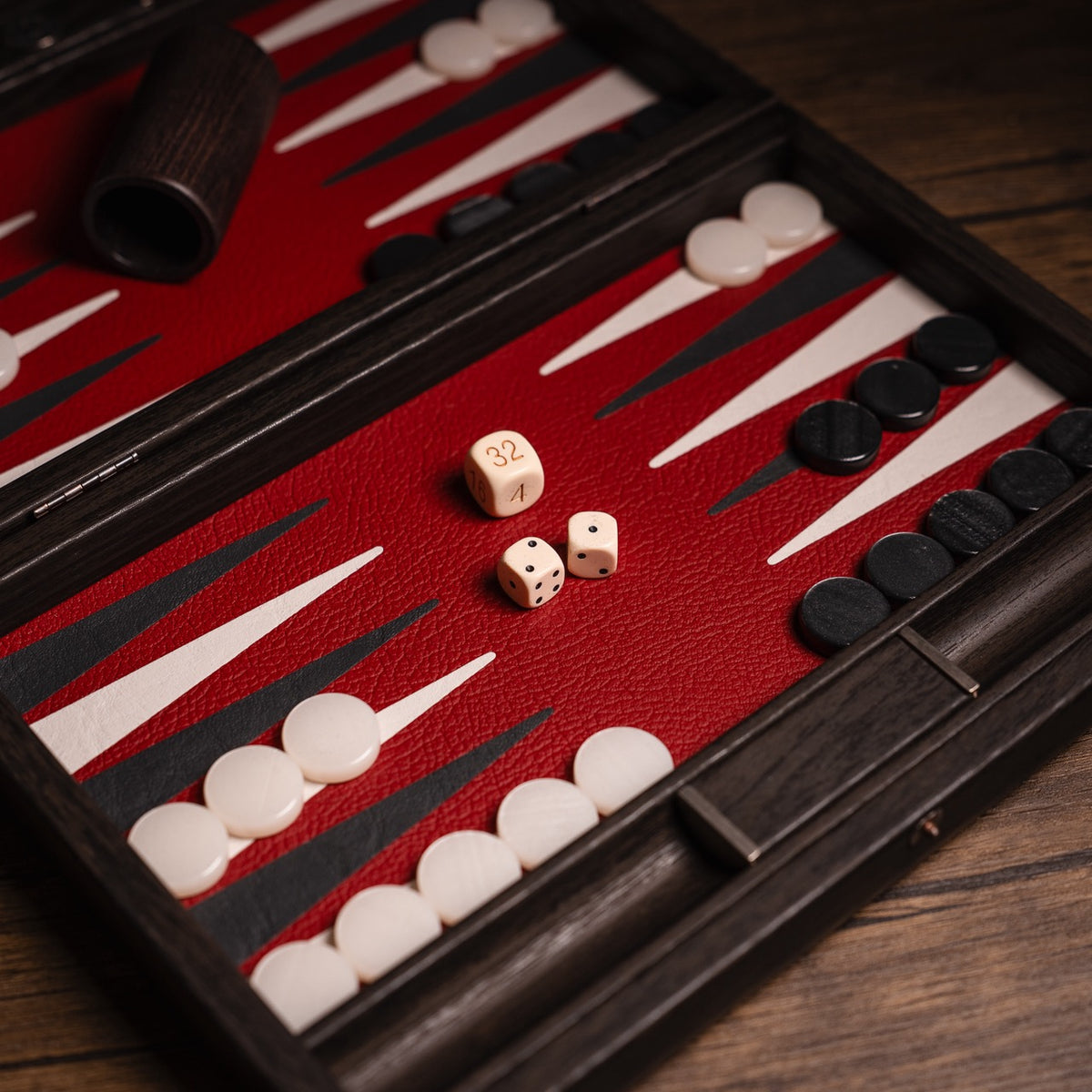 Burgundy Leatherette Backgammon Set