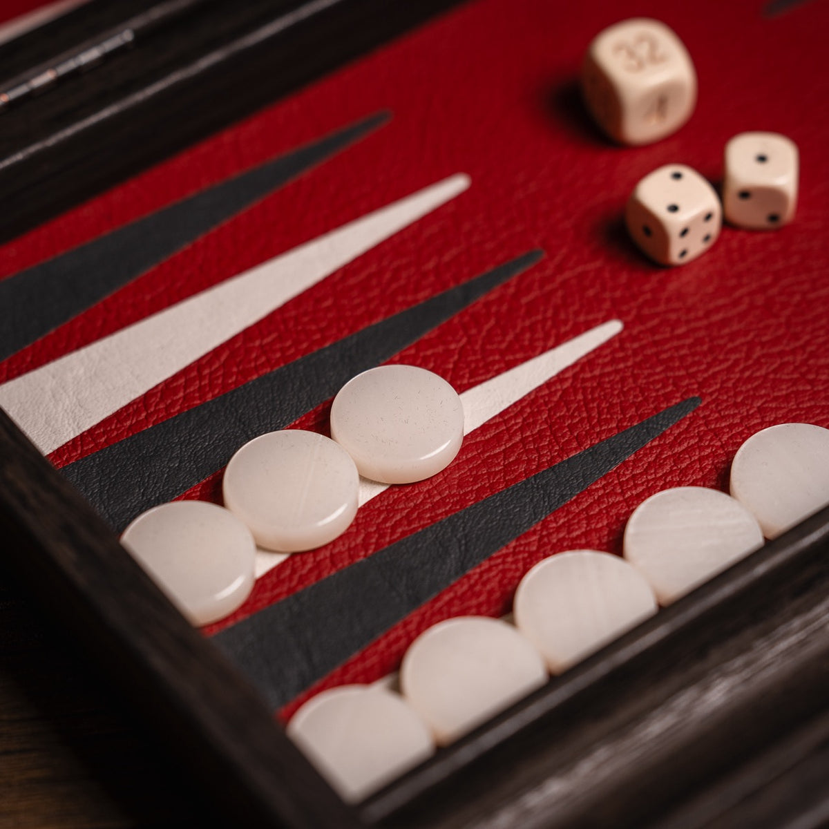 Burgundy Leatherette Backgammon Set