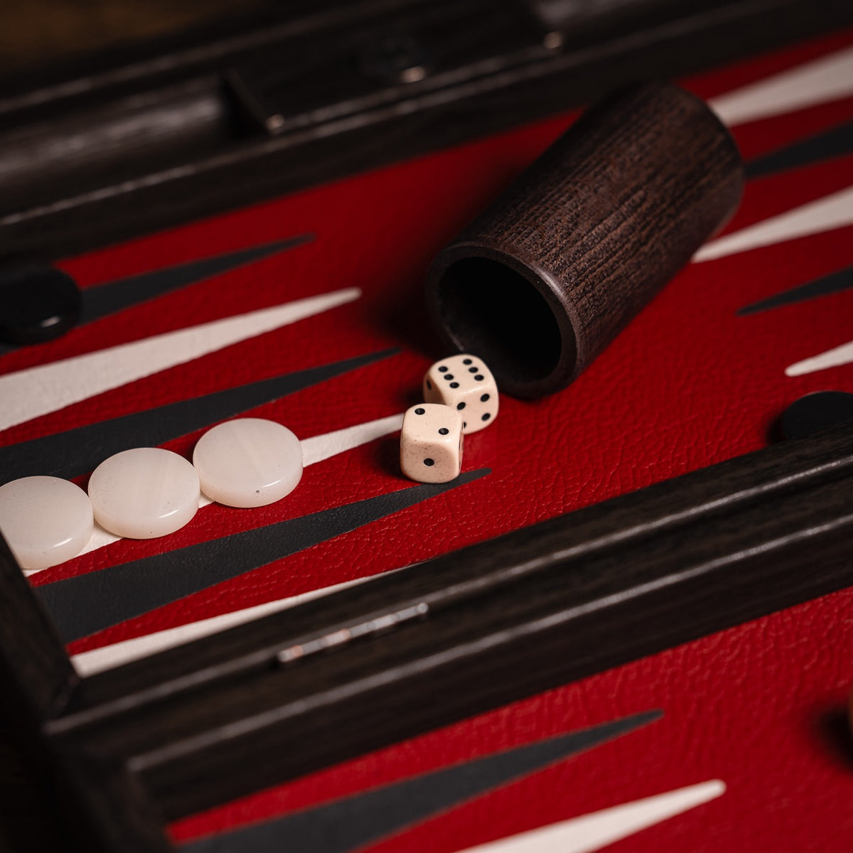 Burgundy Leatherette Backgammon Set
