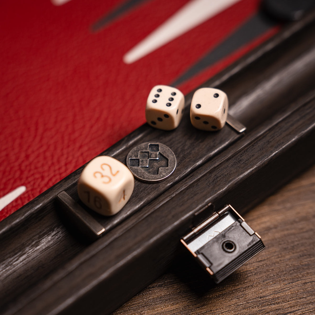 Burgundy Leatherette Backgammon Set