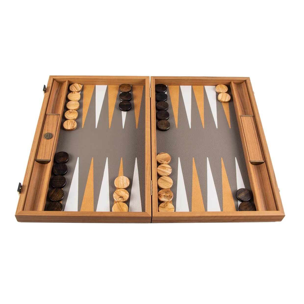 Ostrich Grey Leatherette Backgammon Set