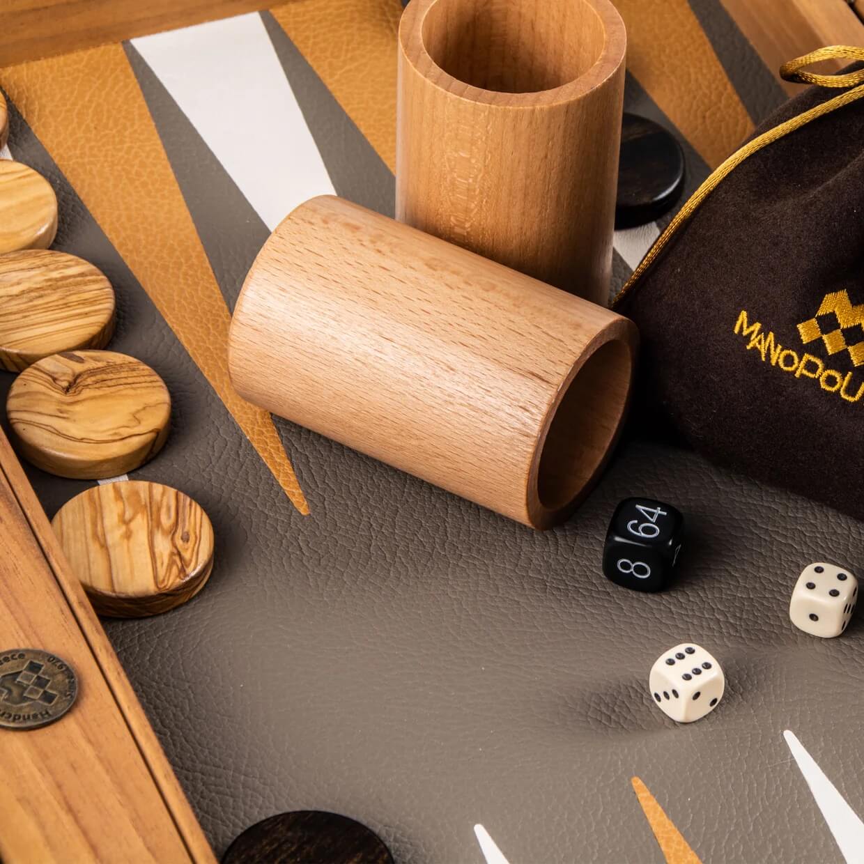 Ostrich Grey Leatherette Backgammon Set