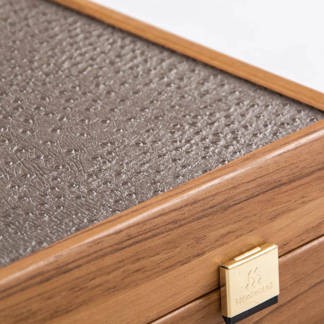 Ostrich Grey Leatherette Backgammon Set