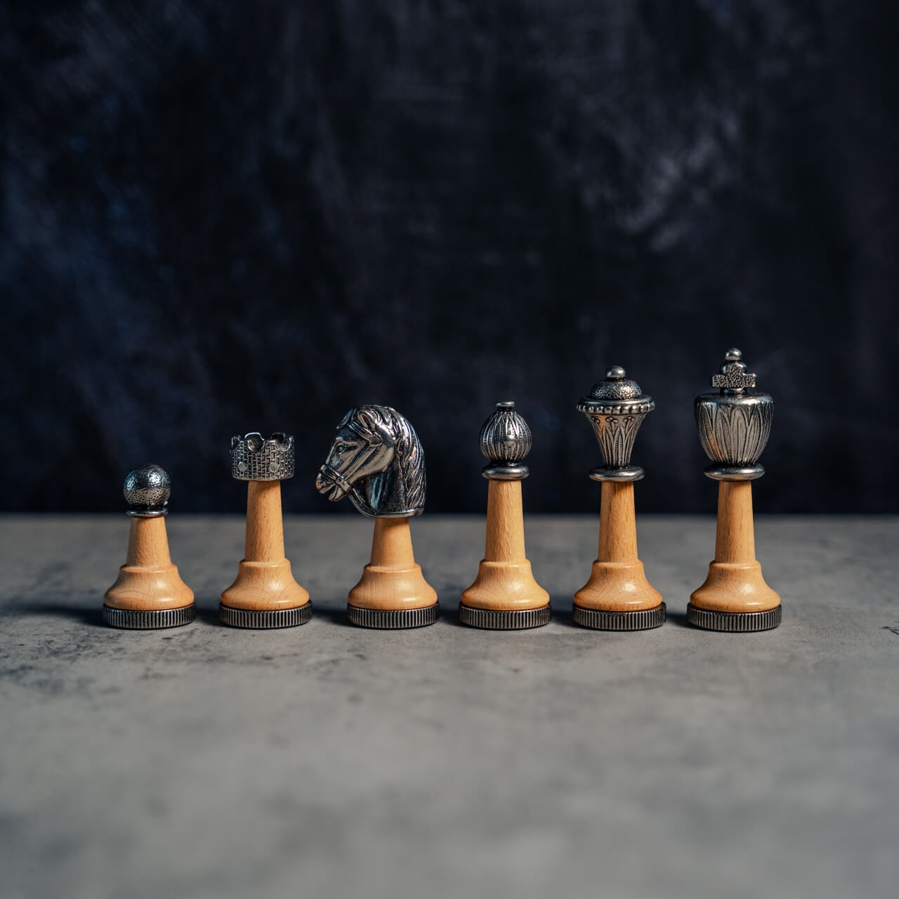 Metal & Beech Wood Classic Chess Pieces