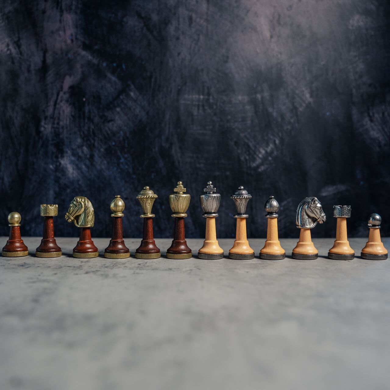 Metal & Beech Wood Classic Chess Pieces