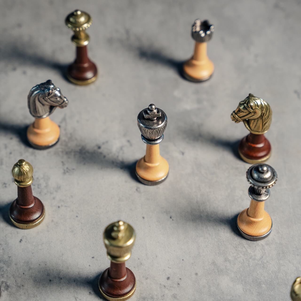 Metal & Beech Wood Classic Chess Pieces
