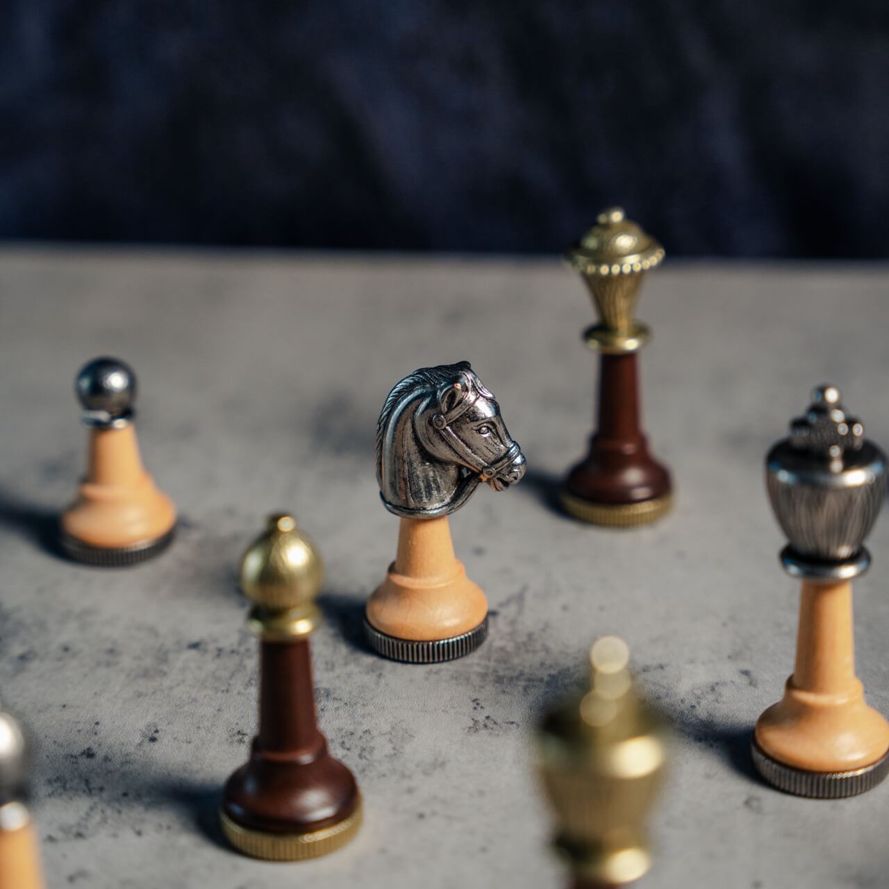 Metal & Beech Wood Classic Chess Pieces