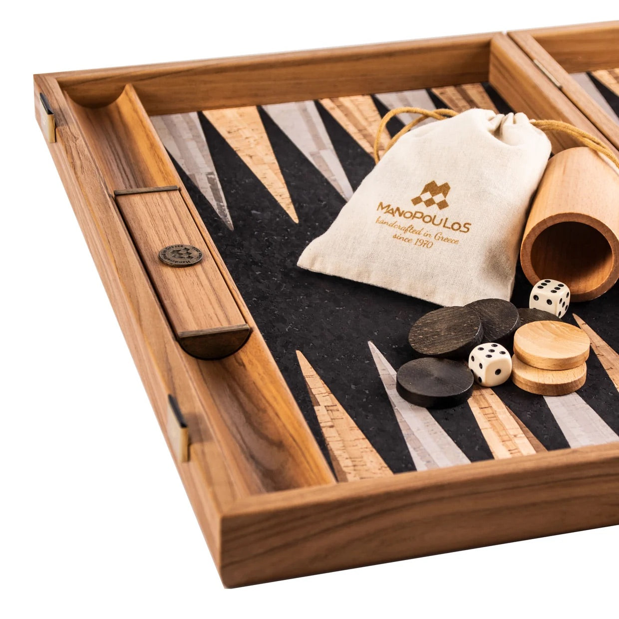 Black & Natural Cork Backgammon Set