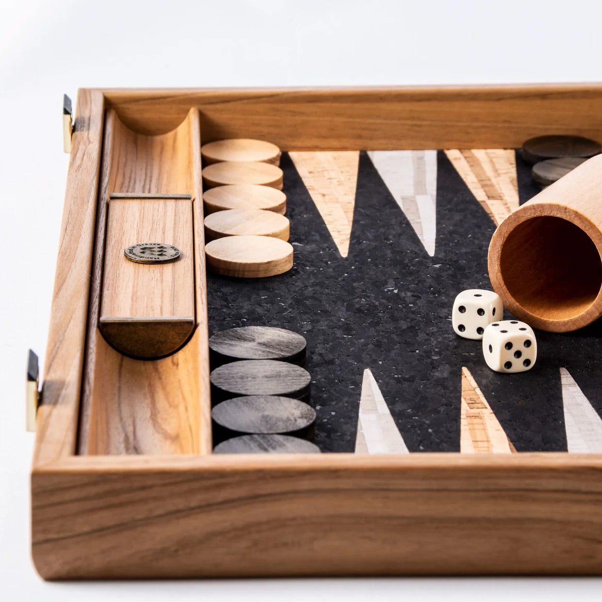 Black & Natural Cork Backgammon Set