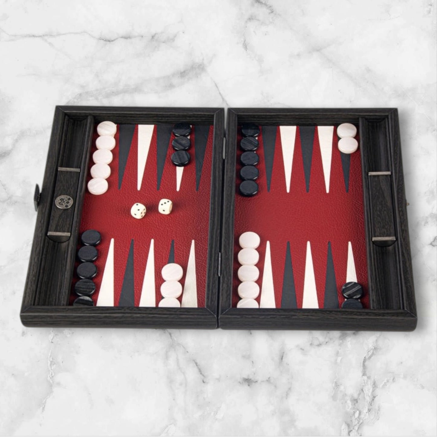 Burgundy Leatherette Backgammon Set