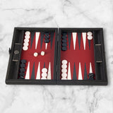 Burgundy Leatherette Backgammon Set