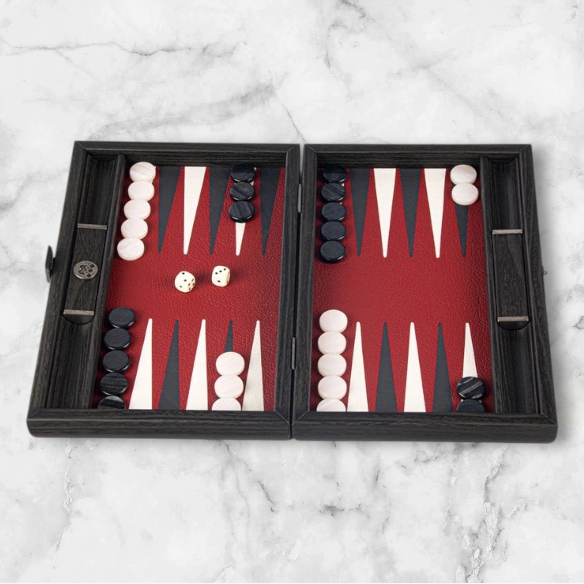 Burgundy Leatherette Backgammon Set