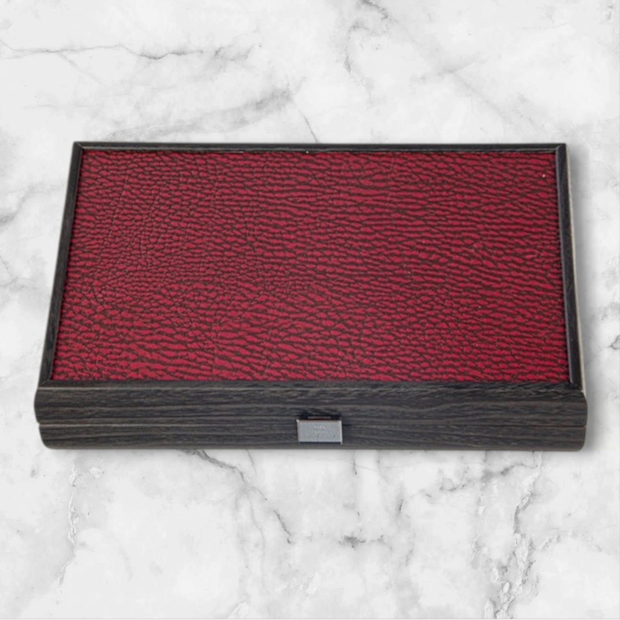 Burgundy Leatherette Backgammon Set