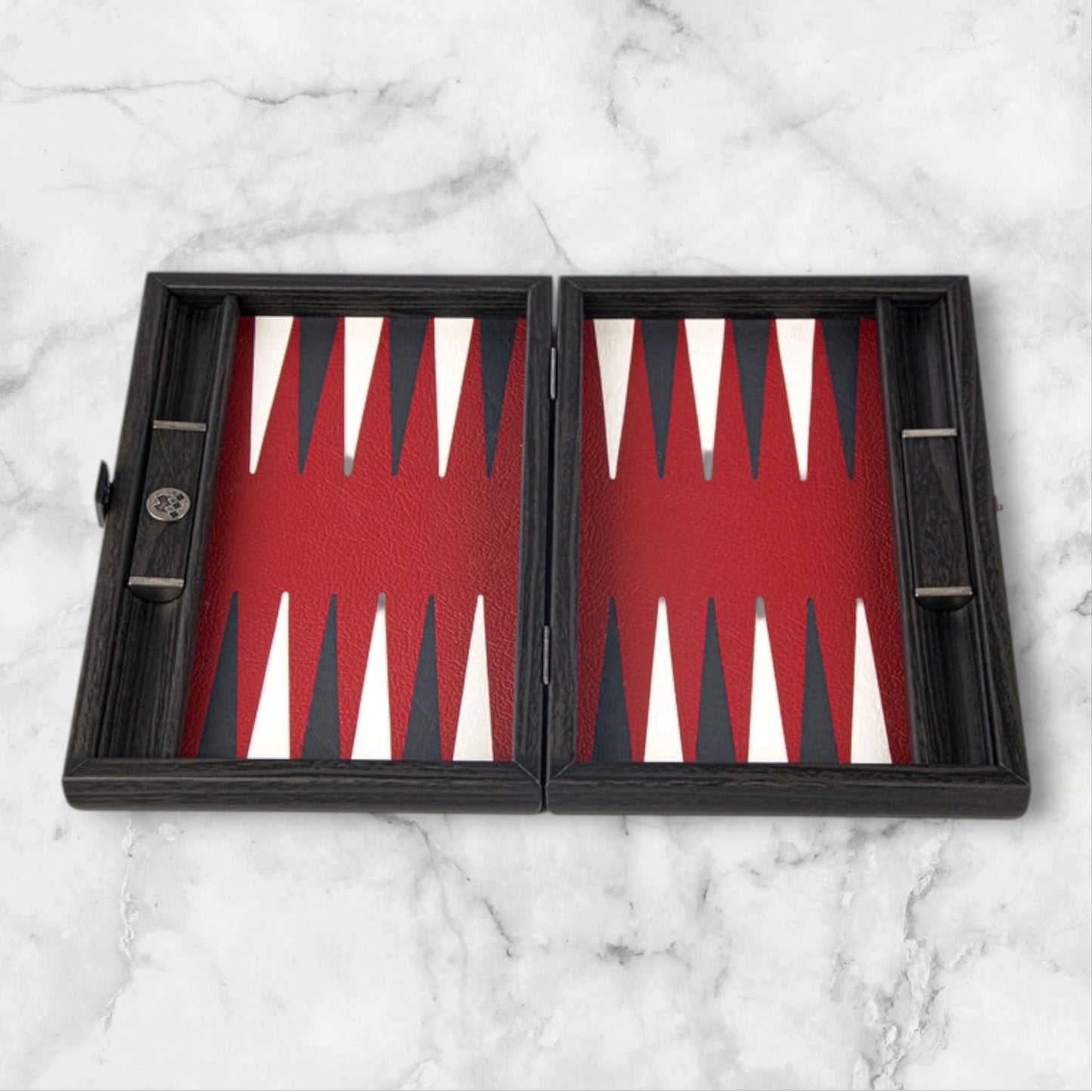 Burgundy Leatherette Backgammon Set