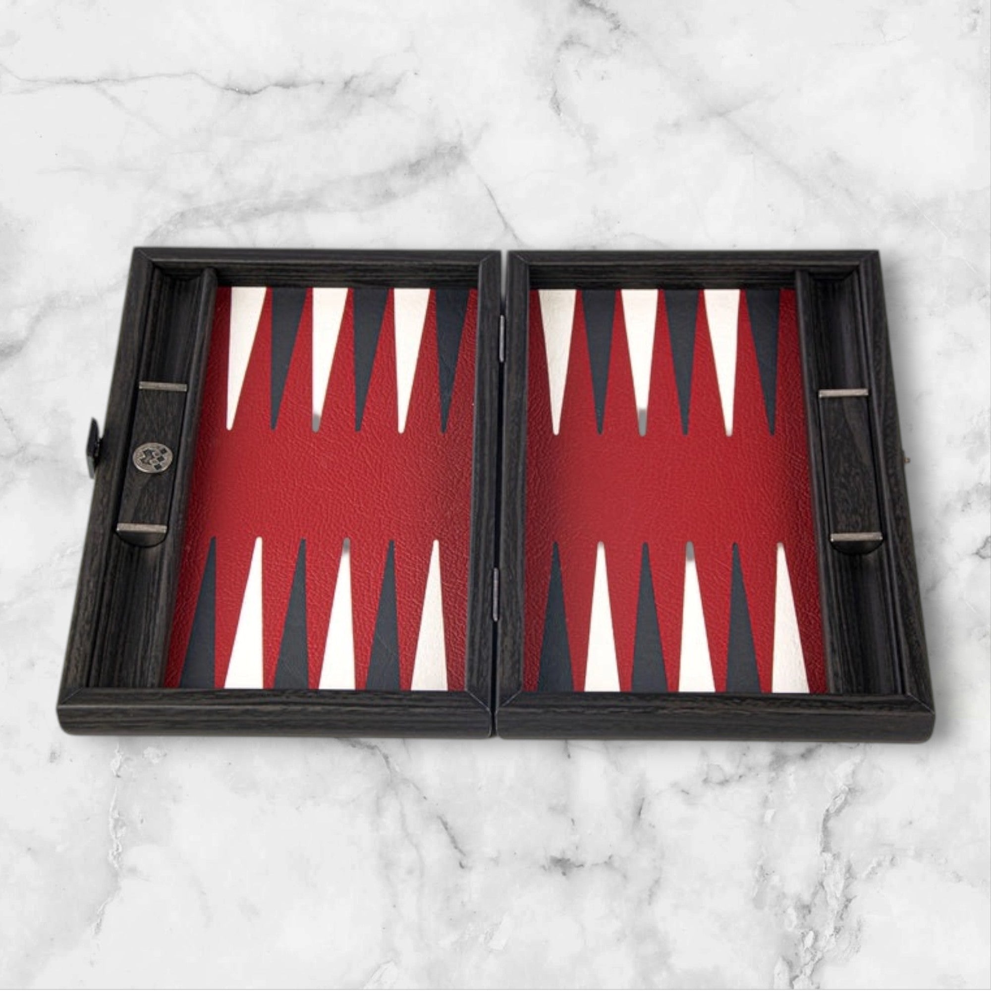 Burgundy Leatherette Backgammon Set