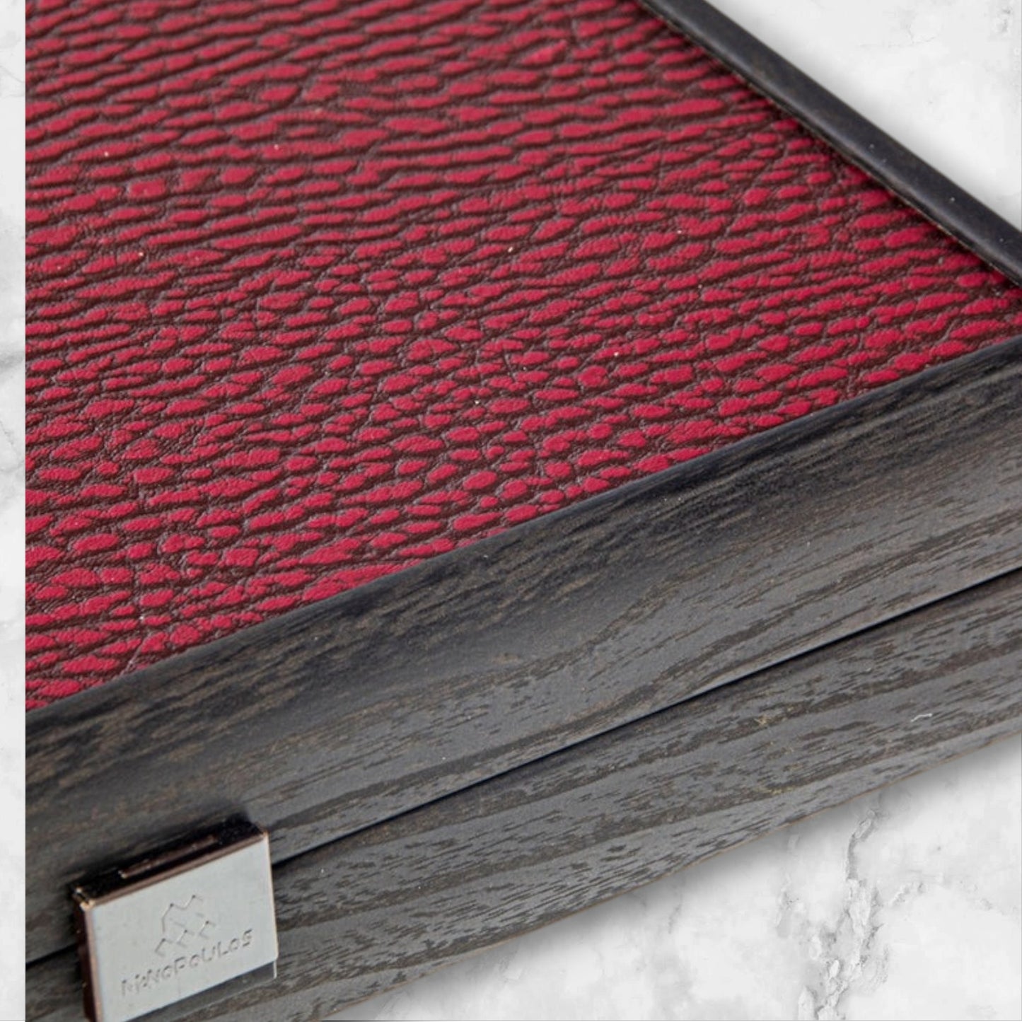 Burgundy Leatherette Backgammon Set