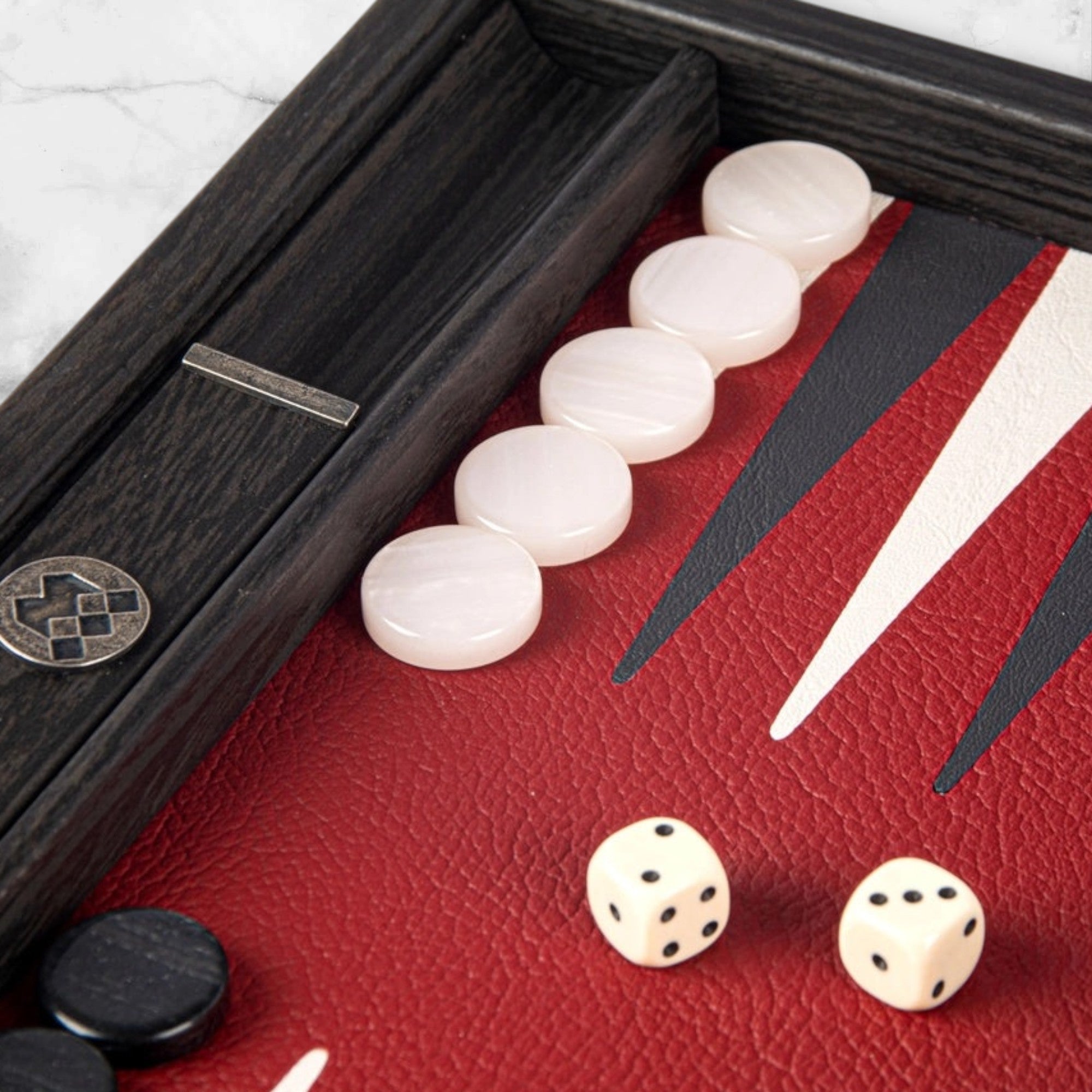Burgundy Leatherette Backgammon Set