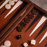 Caramel Brown Leatherette Backgammon Set