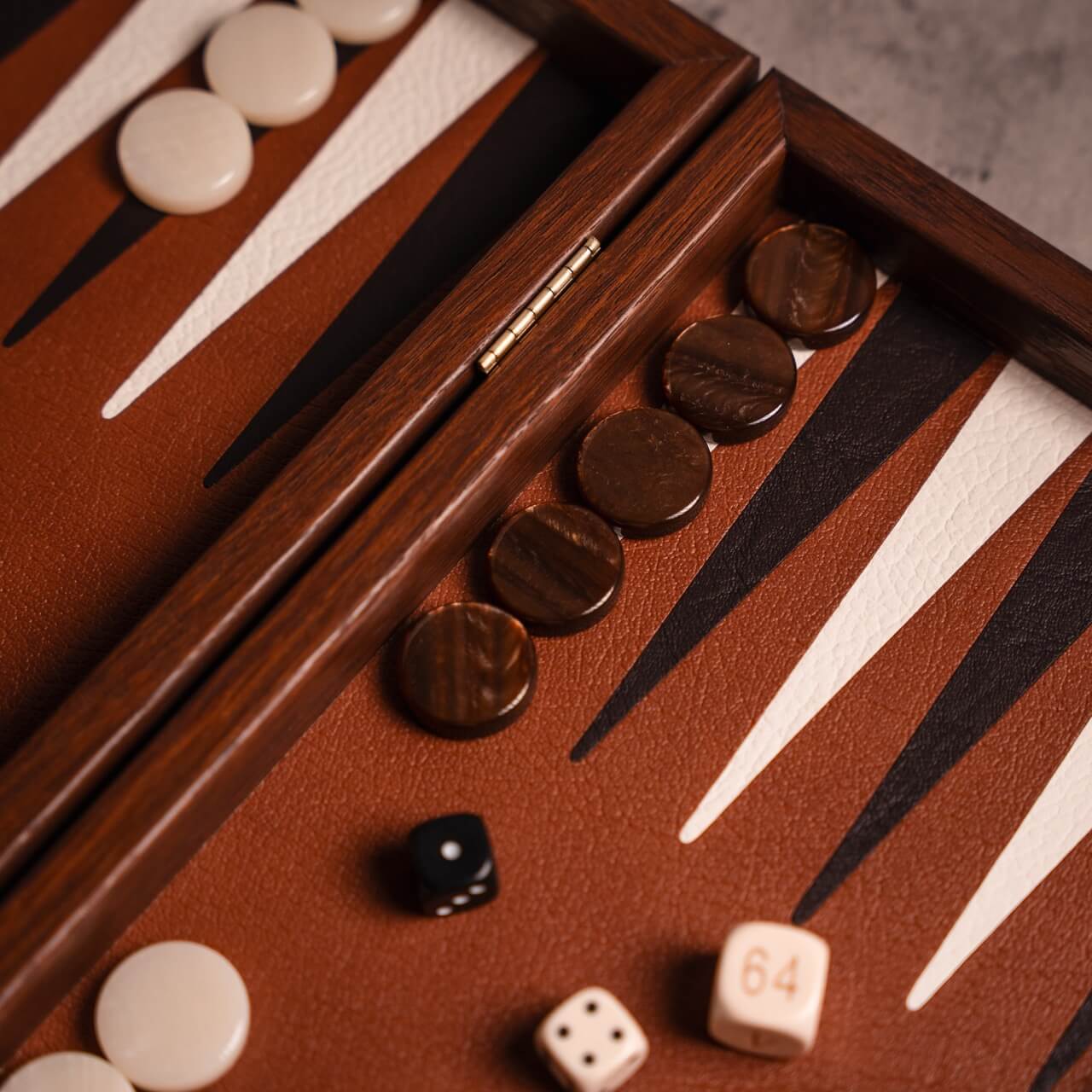 Caramel Brown Leatherette Backgammon Set