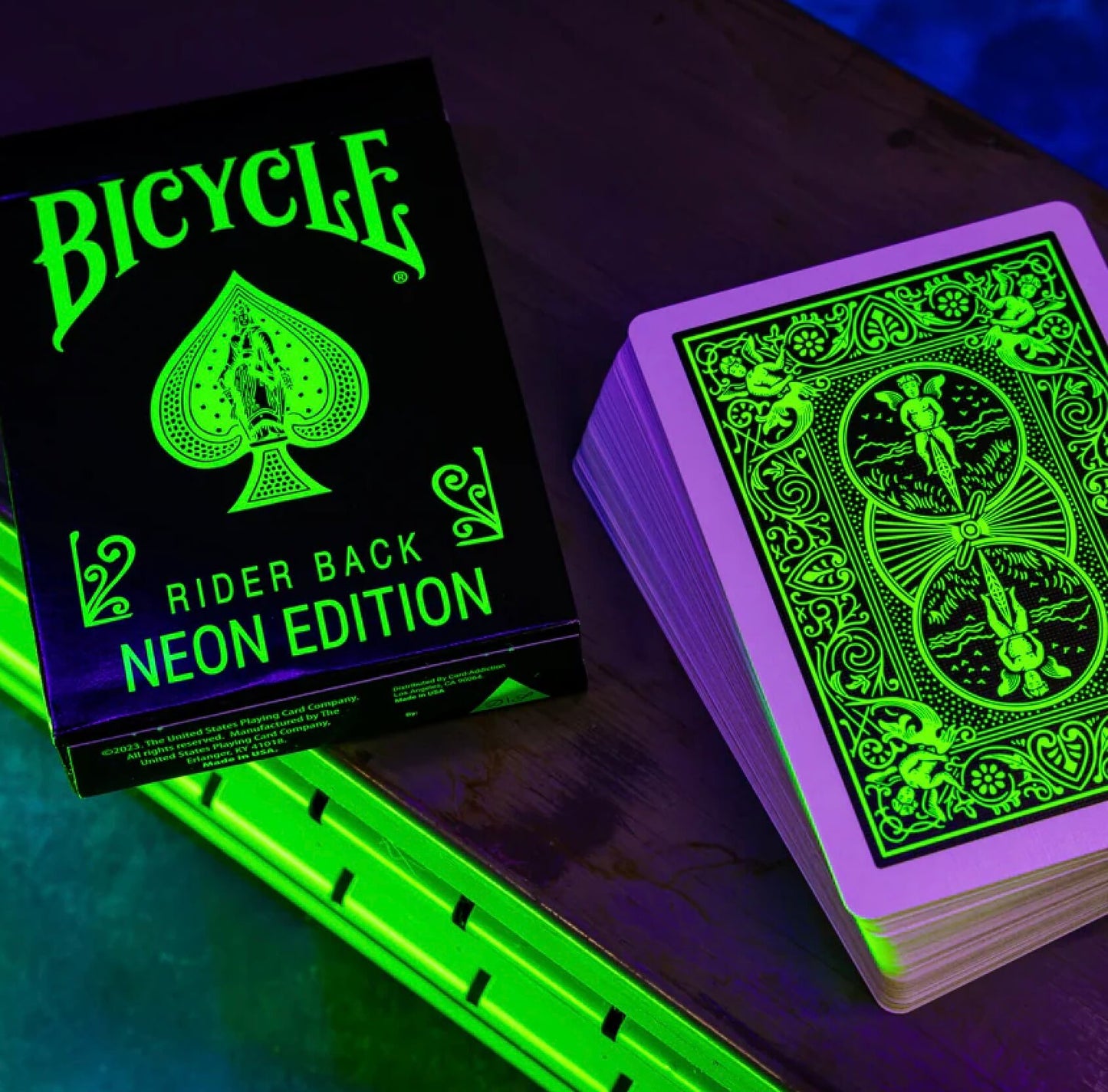 Bicycle Rider Back NEON Playing Cards