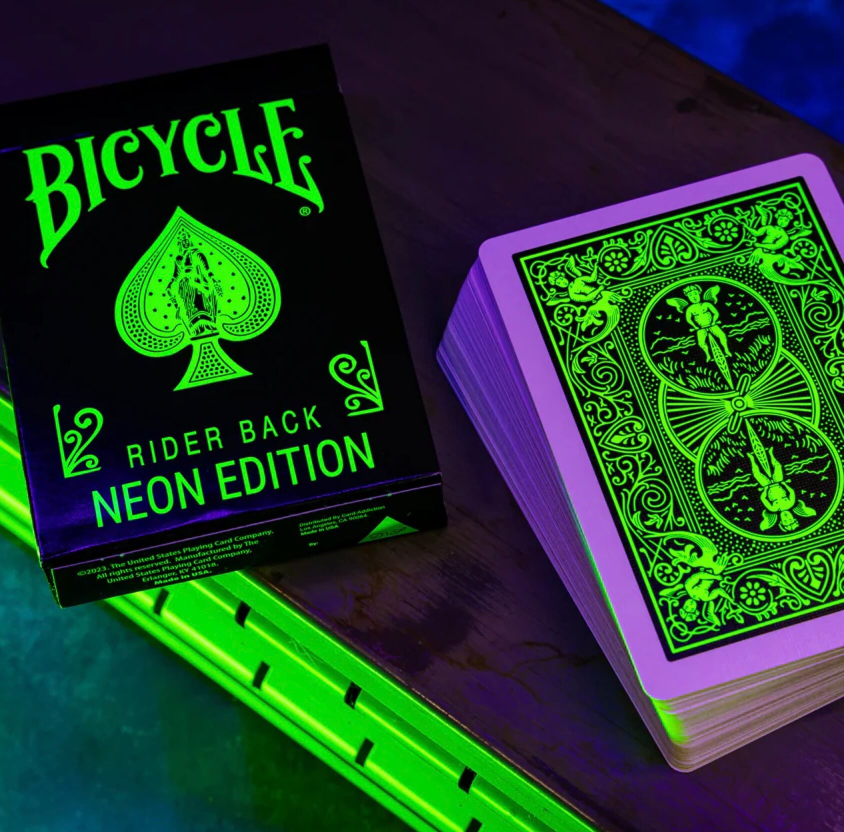 Bicycle Rider Back NEON Playing Cards