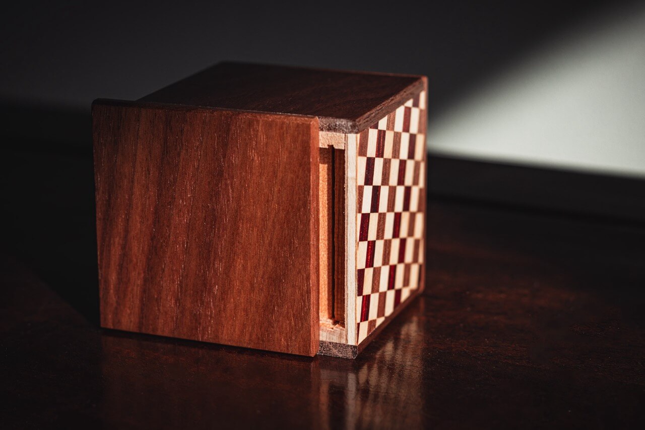 Checkered Cube Puzzle Box