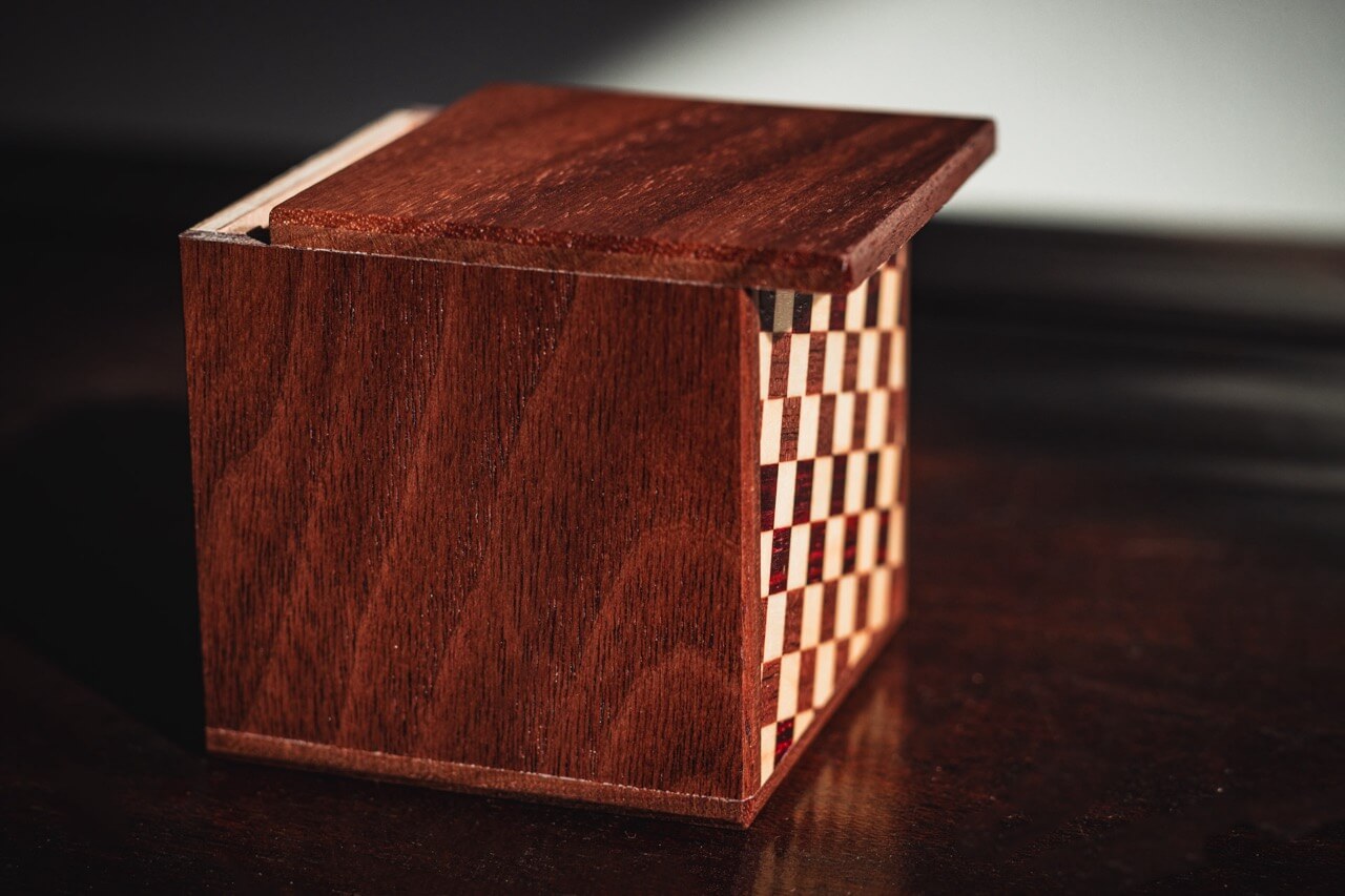 Checkered Cube Puzzle Box