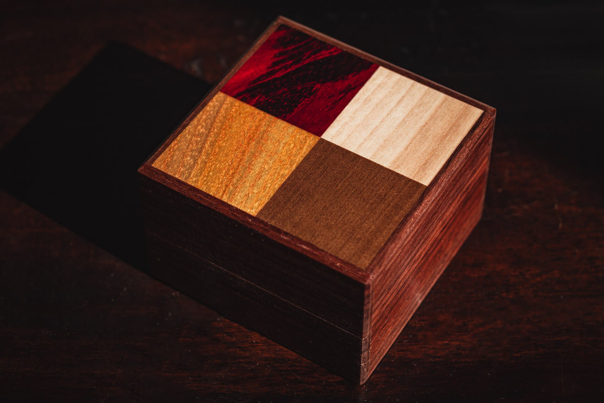 Square Four Woods Puzzle Box