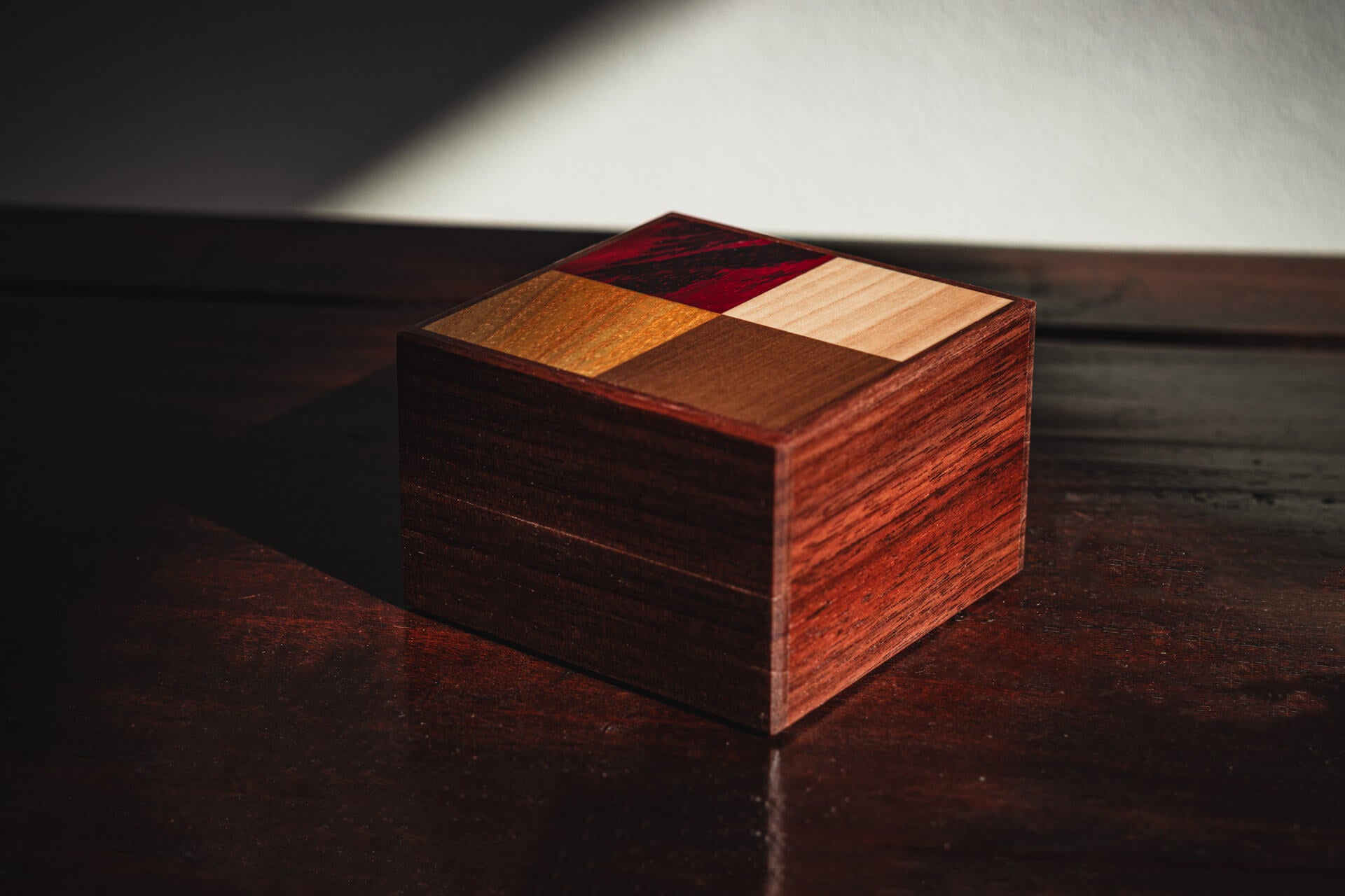Square Four Woods Puzzle Box