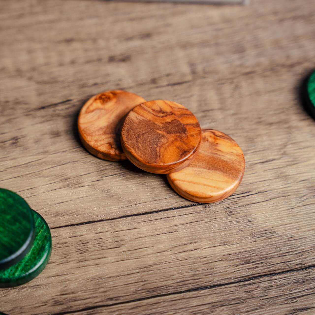 Olive Wood Backgammon Pieces