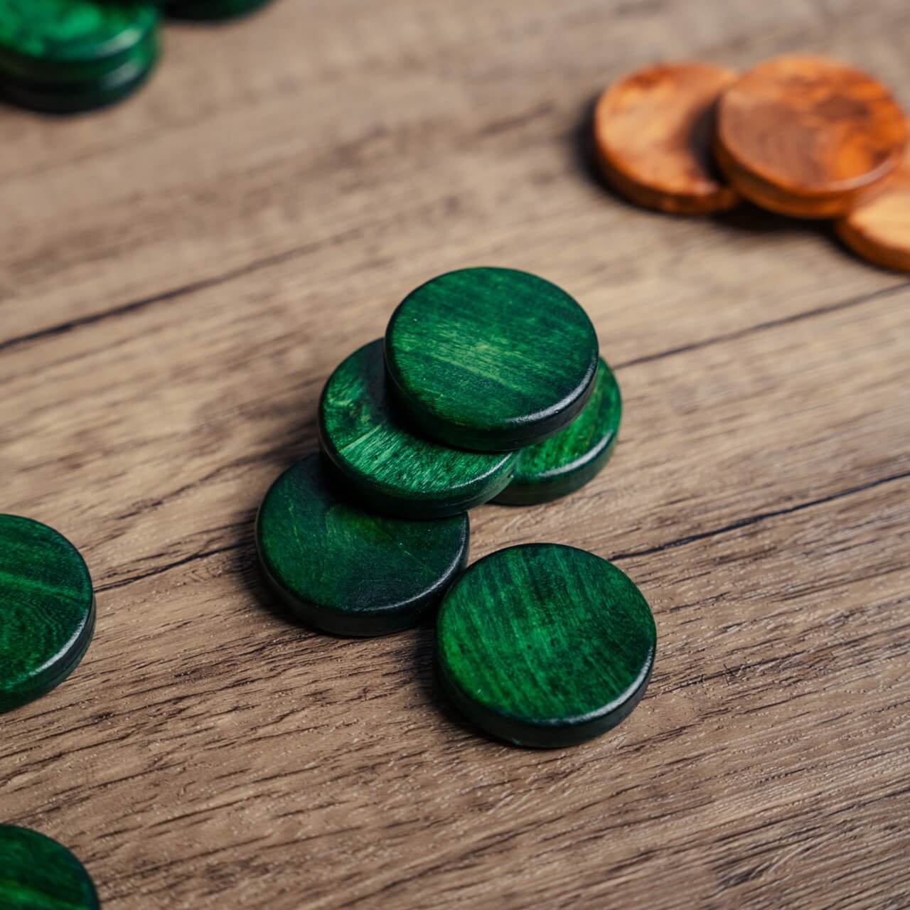 Olive Wood Backgammon Pieces