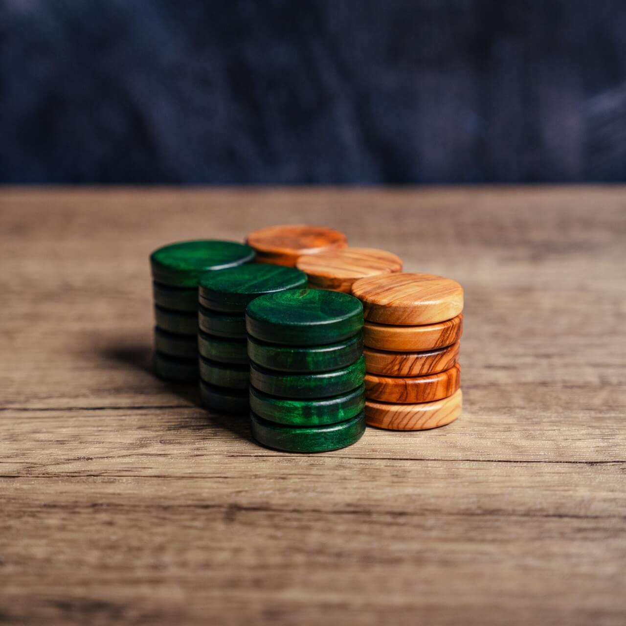Olive Wood Backgammon Pieces