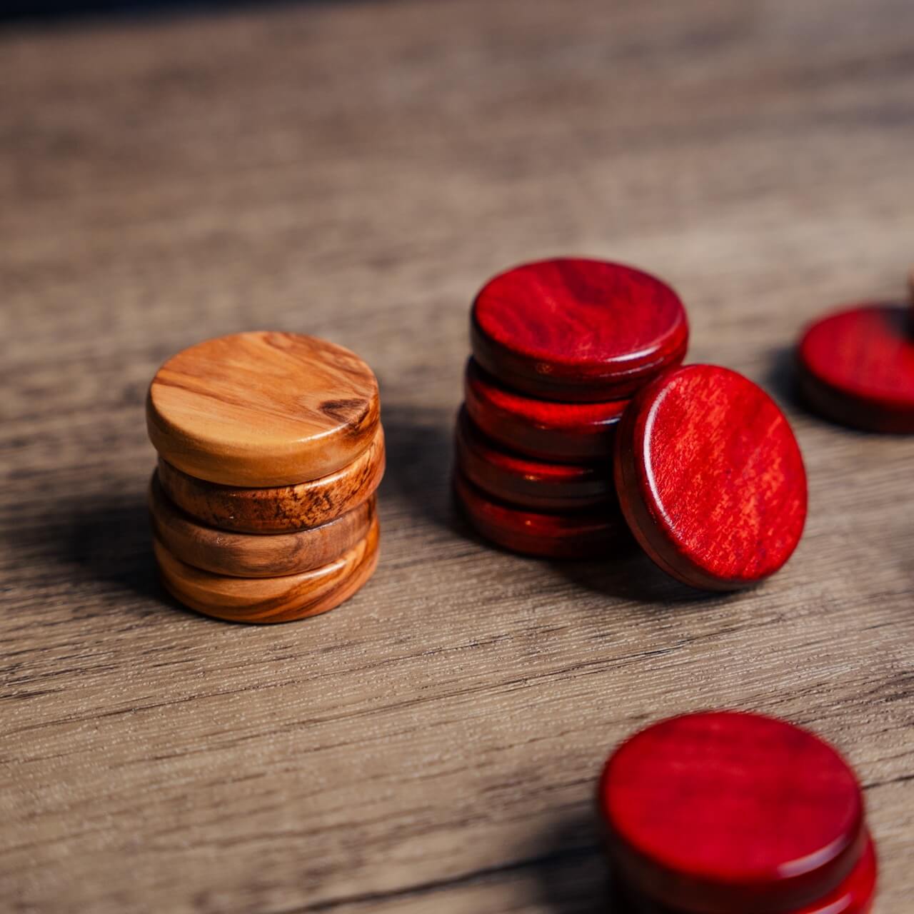 Olive Wood Backgammon Pieces